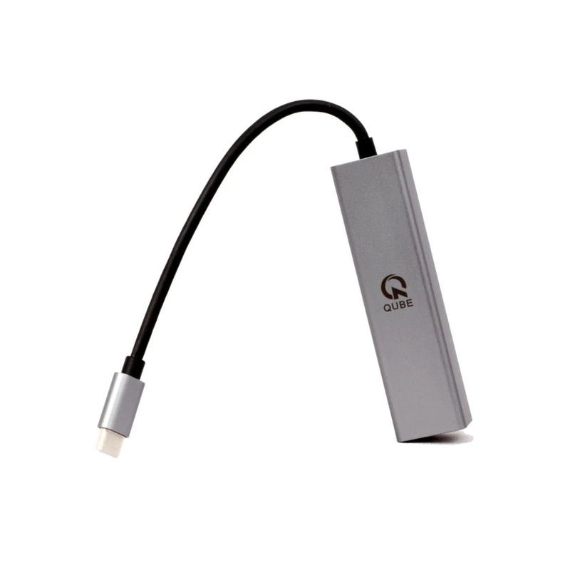 Qube AD 4in1 USB-C Hub N23008 - Gray - محول